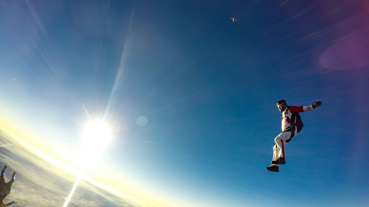 Man skydiving