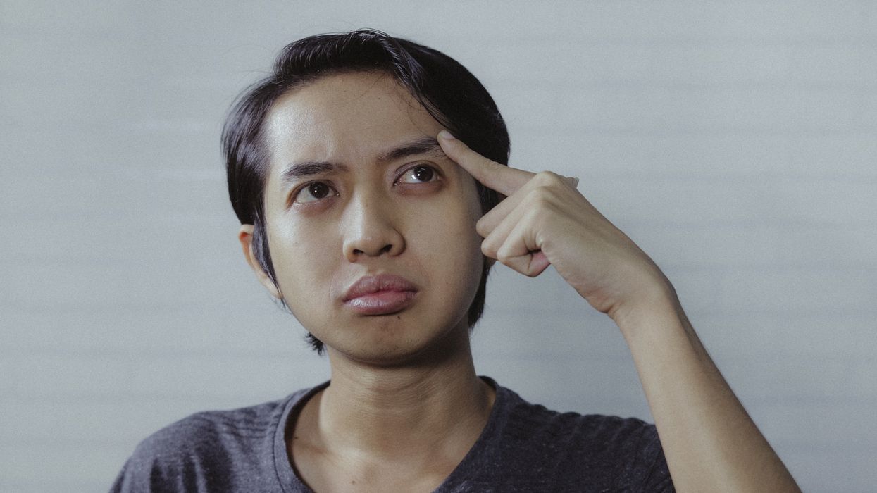 Man with a confused expression on his face