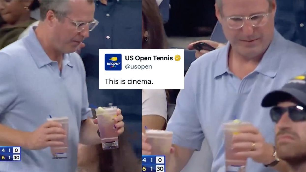 Man with drinks at US Open