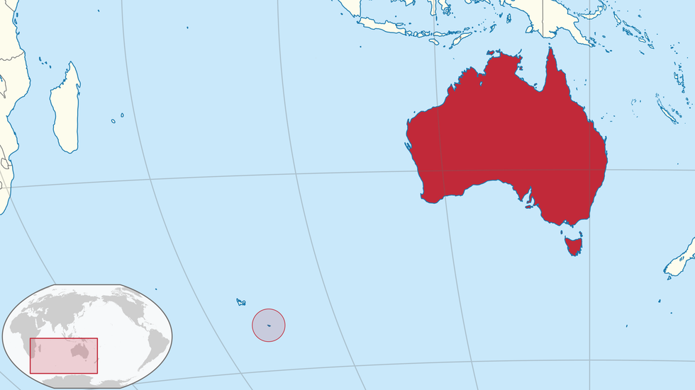 Map showing location of Heard and McDonald Islands