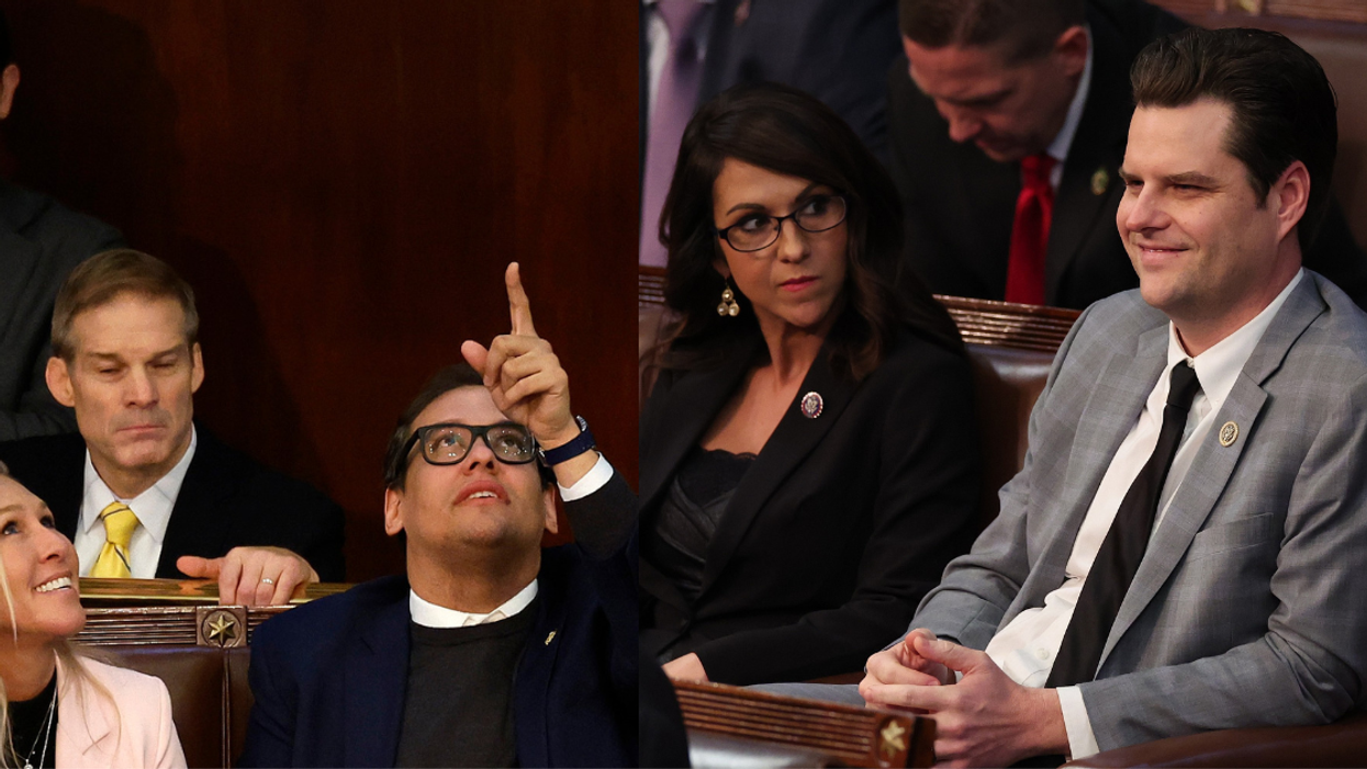Marjorie Taylor Greene, Jim Jordan and George Santos; Lauren Boebert and Matt Gaetz