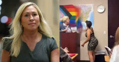 400px x 209px - MTG Shares Fake Video Of Mom Tearing Down Pride Flag: VIDEO - Comic Sands