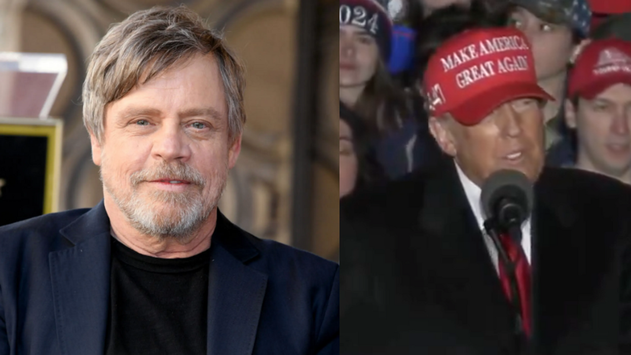 Mark Hamill; Screenshot of Donald Trump
