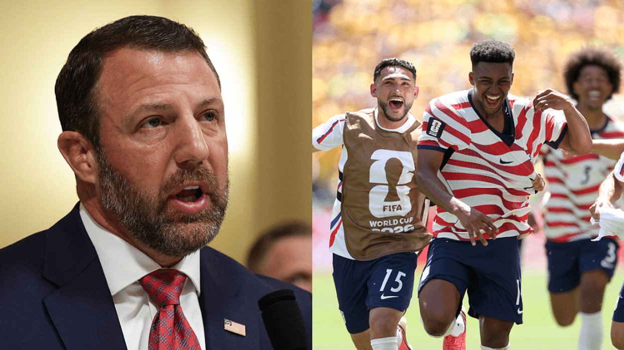 Markwayne Mullin; members of Team USA celebrate a goal