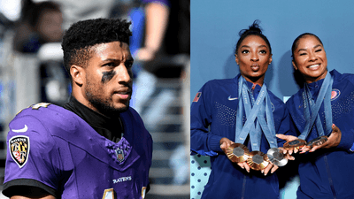 Marlon Humphrey; Simone Biles and Jordan Chiles
