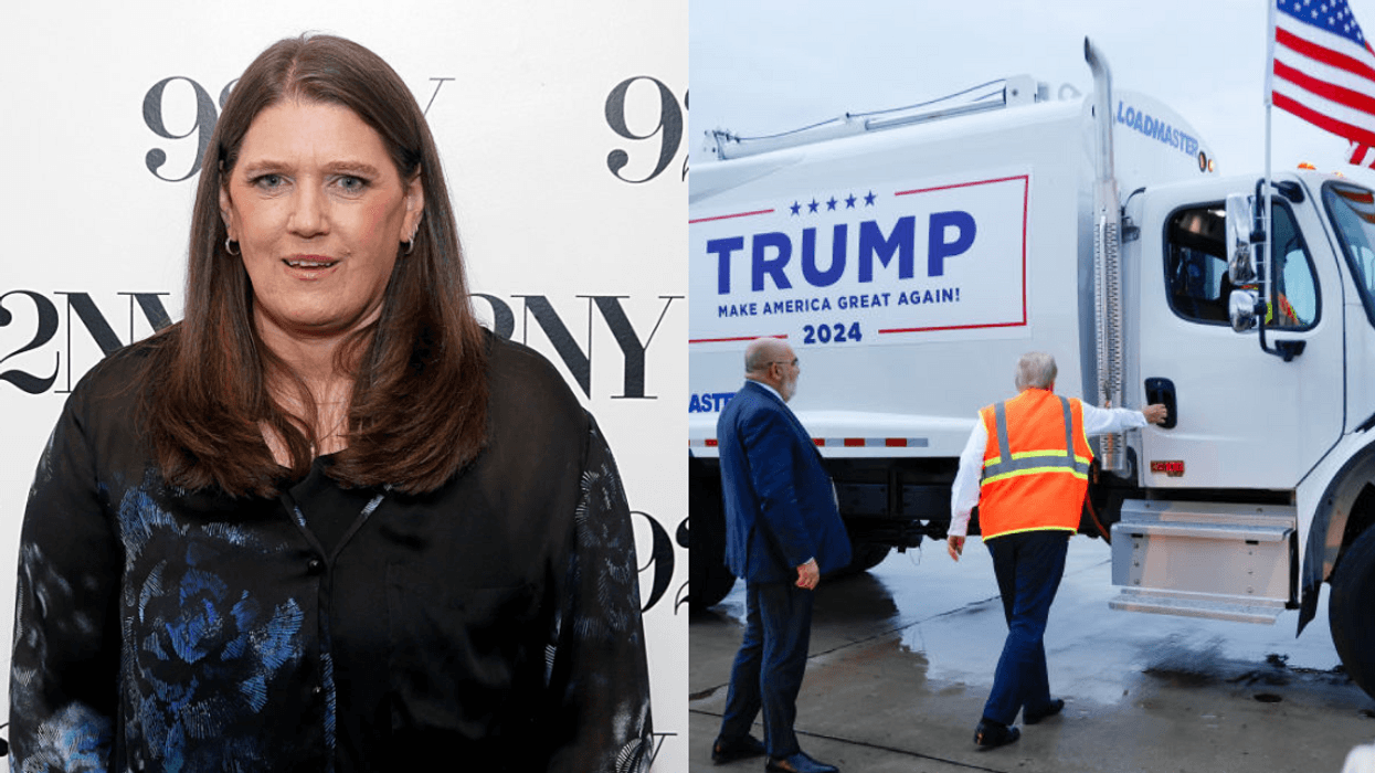 Mary Trump; Donald Trump preparing to enter garbage truck