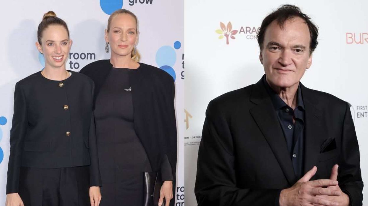 Maya Hawke and her mother, Uma Thurman (left); Quentin Tarantino (right)