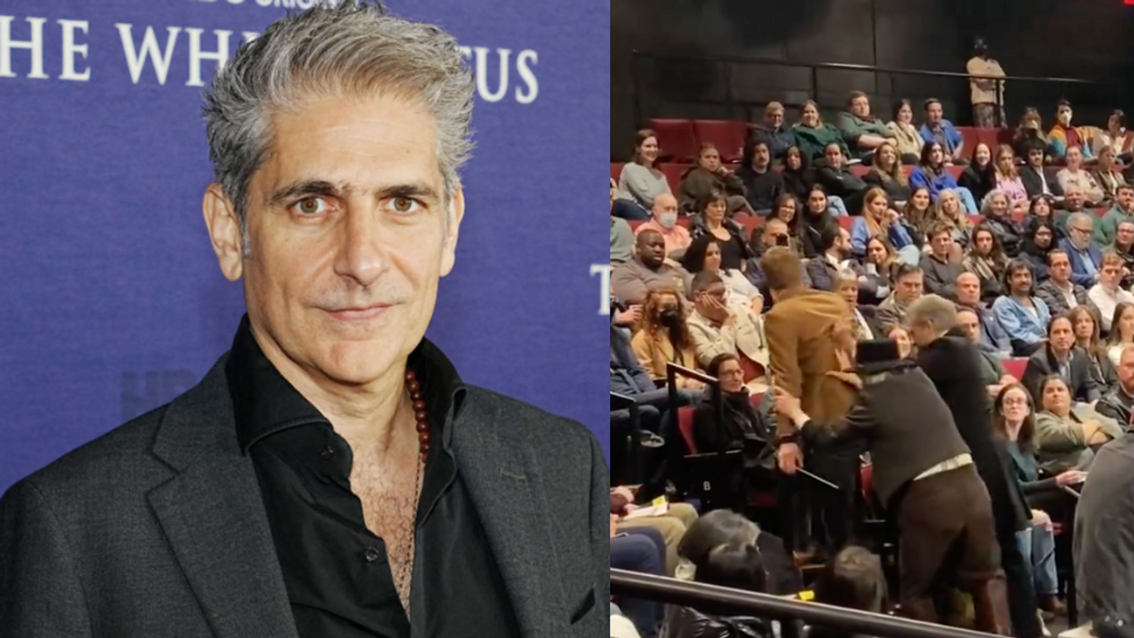 Michael Imperioli; Screenshot of Michael Imperioli confronting climate activist