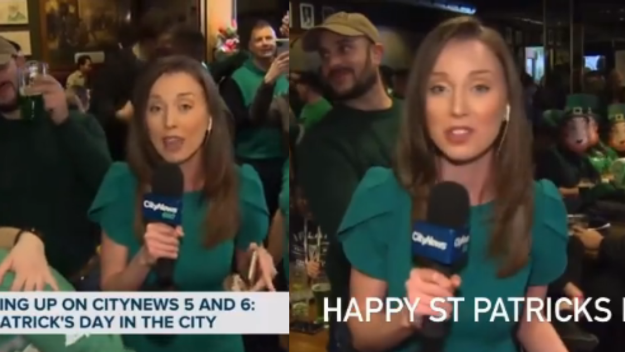 Michelle Mackey reporting on St. Patrick's Day for CityNews Toronto