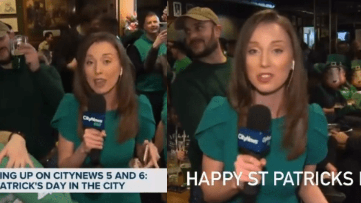 Michelle Mackey reporting on St. Patrick's Day for CityNews Toronto