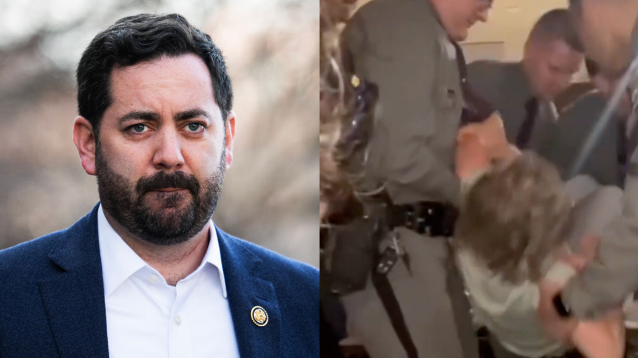 Mike Lawler; Screenshot of Emily Feiner dragged out of town hall