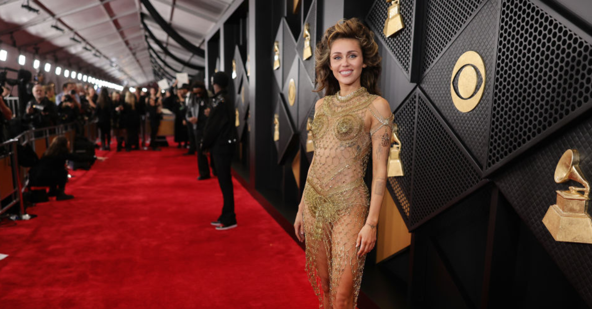 Miley Cyrus on Grammys red carpet