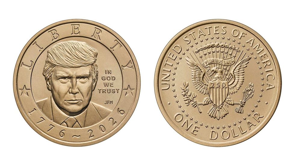 Mockup of Donald Trump commemorative gold coin