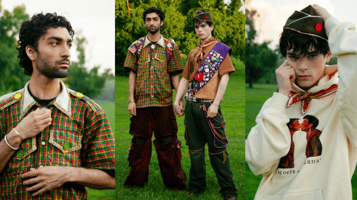 Models @haroonellahkarim and @0ilprincess, featuring the "Martin Pride Capsule" fashion line