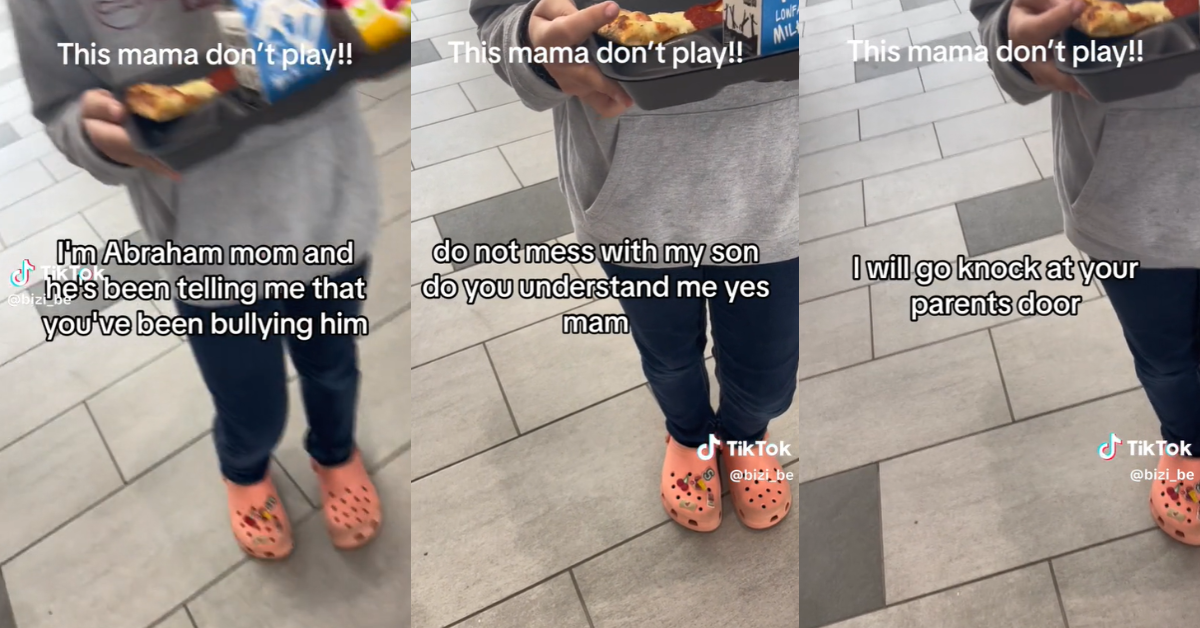 Mom confronting child who was bullying her child