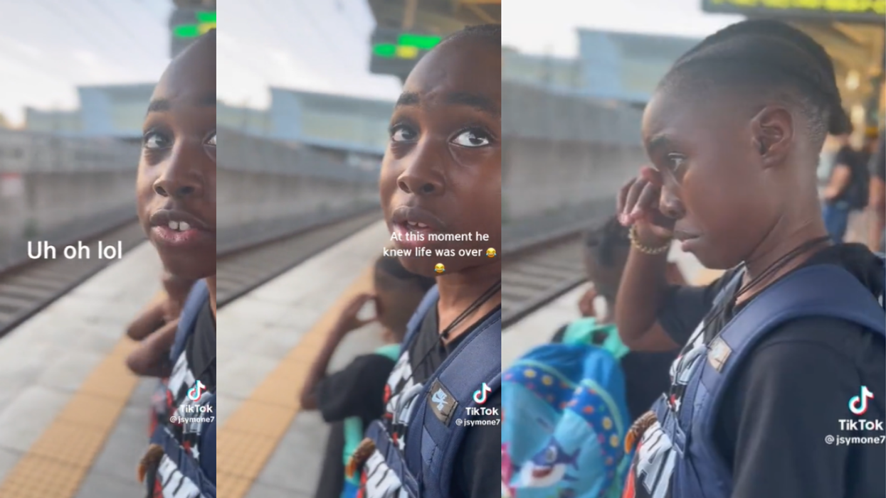 Mom pranking son during family vacation
