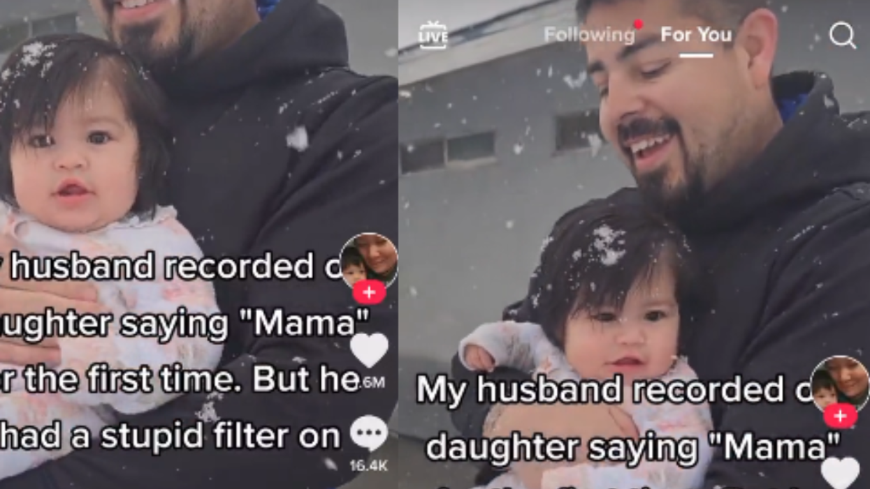 Mom shares how husband ruined baby's first time saying "Mama" by using photo filter