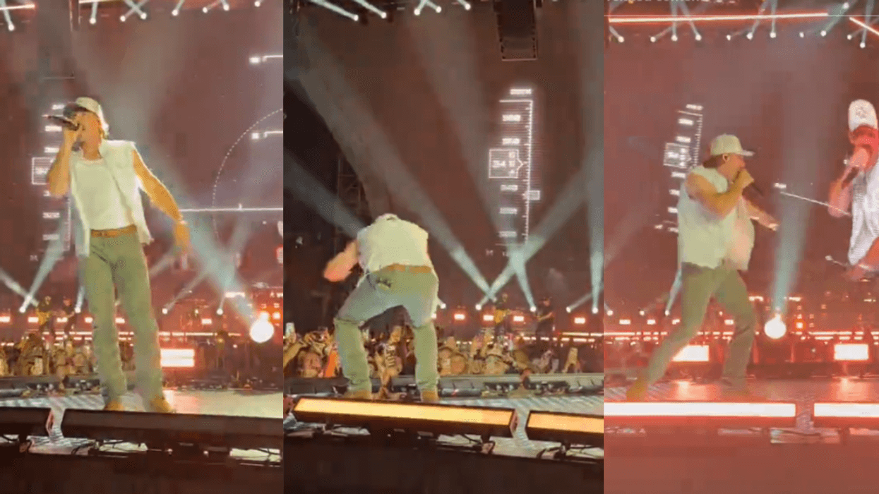 Morgan Wallen throwing security guard's cell phone across stage