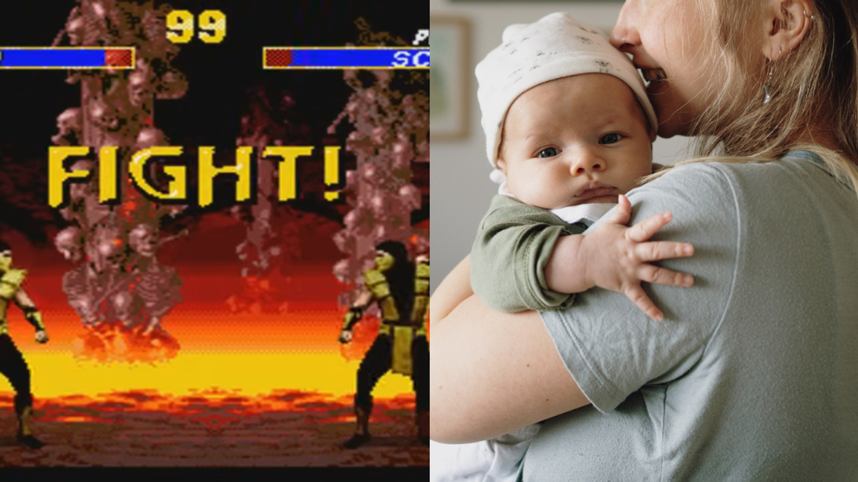 'Mortal Combat'; Mom holding her newborn baby