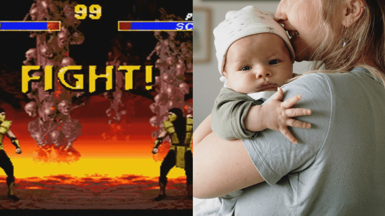 'Mortal Combat'; Mom holding her newborn baby