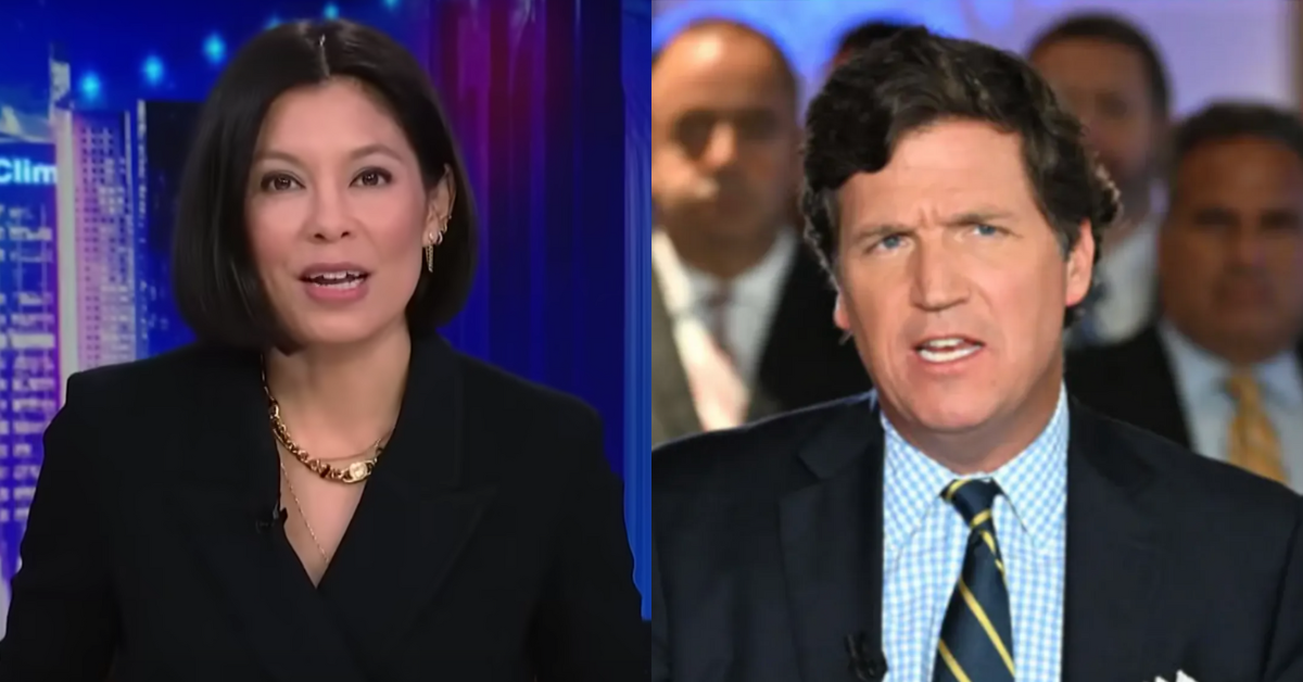 MSNBC screenshot of Alex Wagner; Tucker Carlson