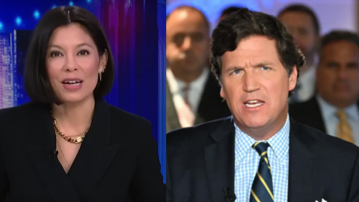 MSNBC screenshot of Alex Wagner; Tucker Carlson