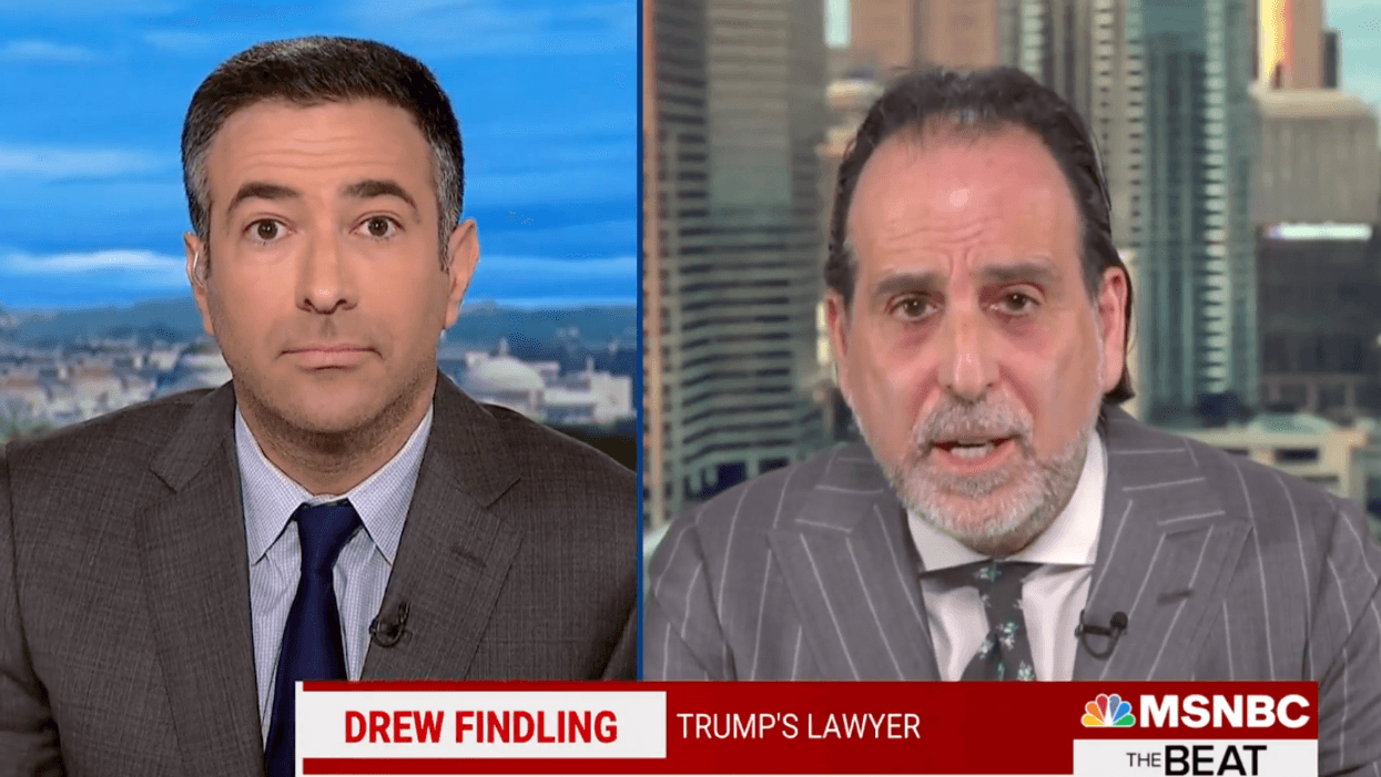 MSNBC screenshot of Ari Melber and Drew Findling
