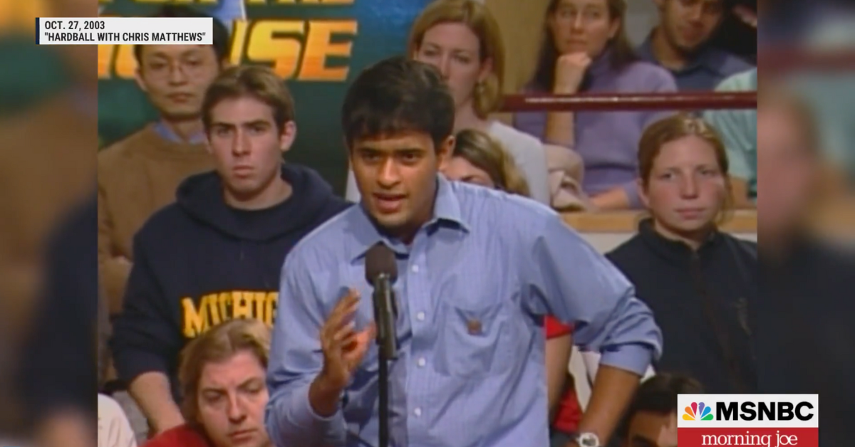 MSNBC screenshot of young Vivek Ramaswamy during MSNBC town hall