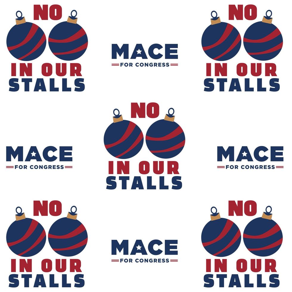 Nancy Mace's "No Balls in Our Stalls" wrapping paper