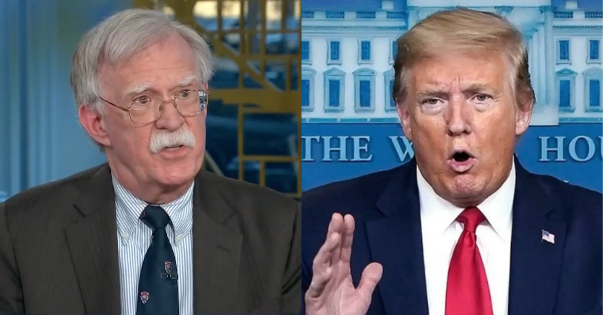 NBC News screenshot of John Bolton; Donald Trump