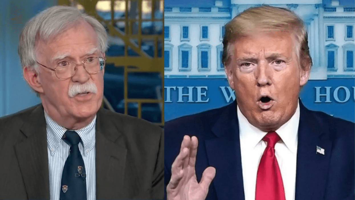 NBC News screenshot of John Bolton; Donald Trump