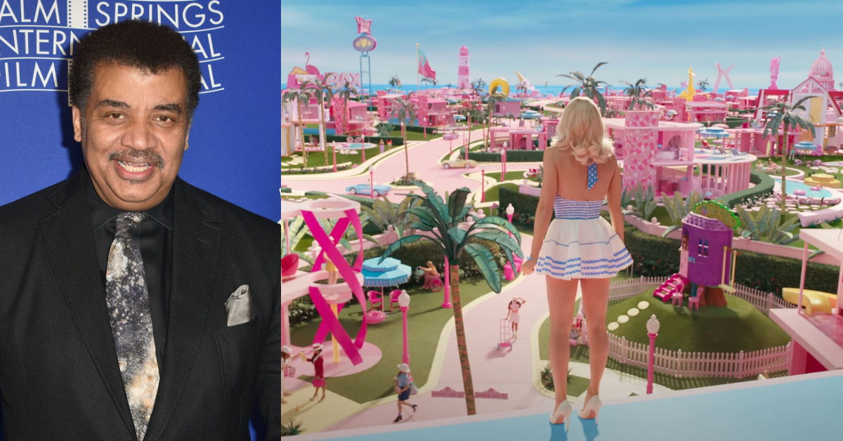 Neil DeGrasse Tyson; Warner Bros. screenshot of Barbie Land