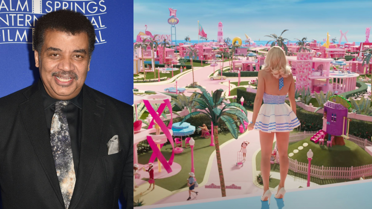 Neil DeGrasse Tyson; Warner Bros. screenshot of Barbie Land
