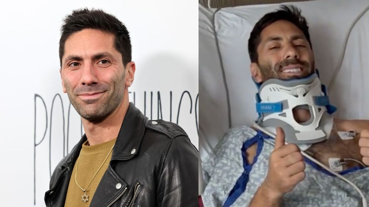 Nev Schulman; Schulman lying in hospital bed with neck brace