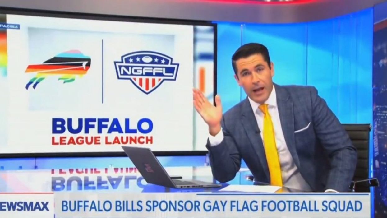 Newsmax's Rob Schmidt during a rant about Buffalo Bills' sponsorship of a gay flag footbacll league.