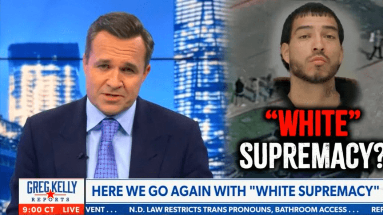 Newsmax screenshot of Greg Kelly presenting the wrong screenshot