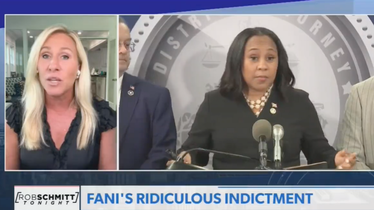 Newsmax screenshot of Marjorie Taylor Greene discussing Fani Willis