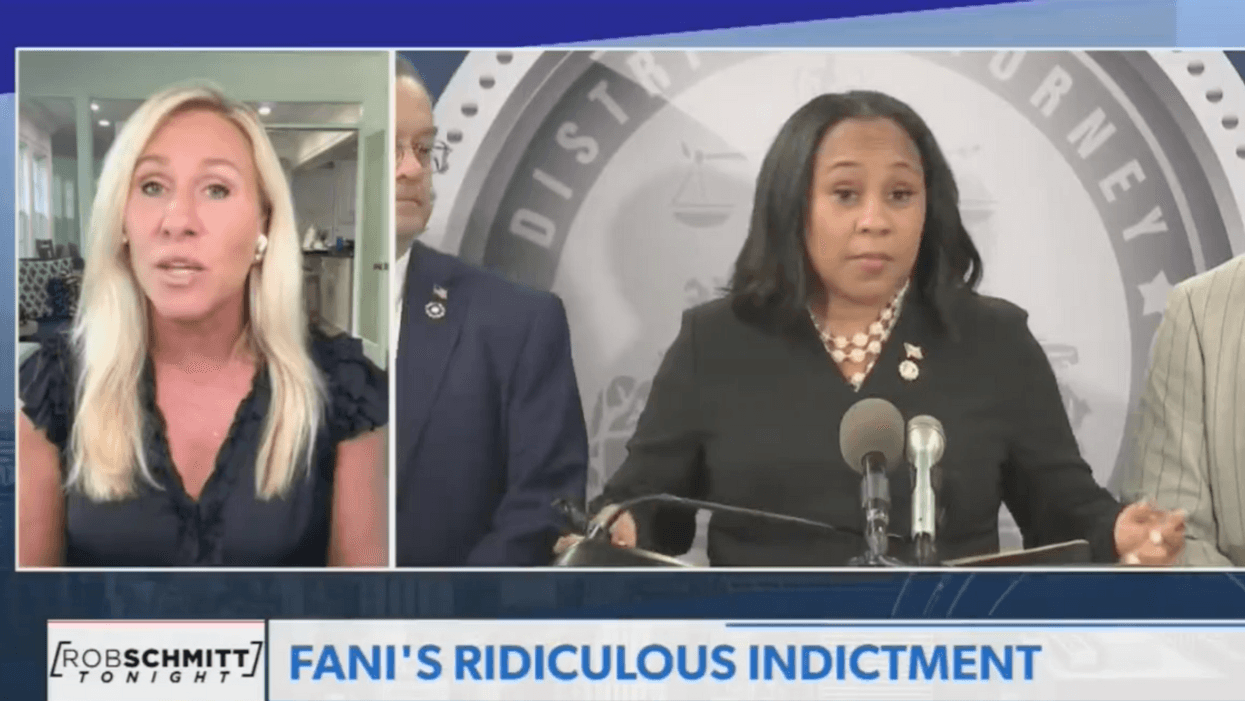 Newsmax screenshot of Marjorie Taylor Greene discussing Fani Willis