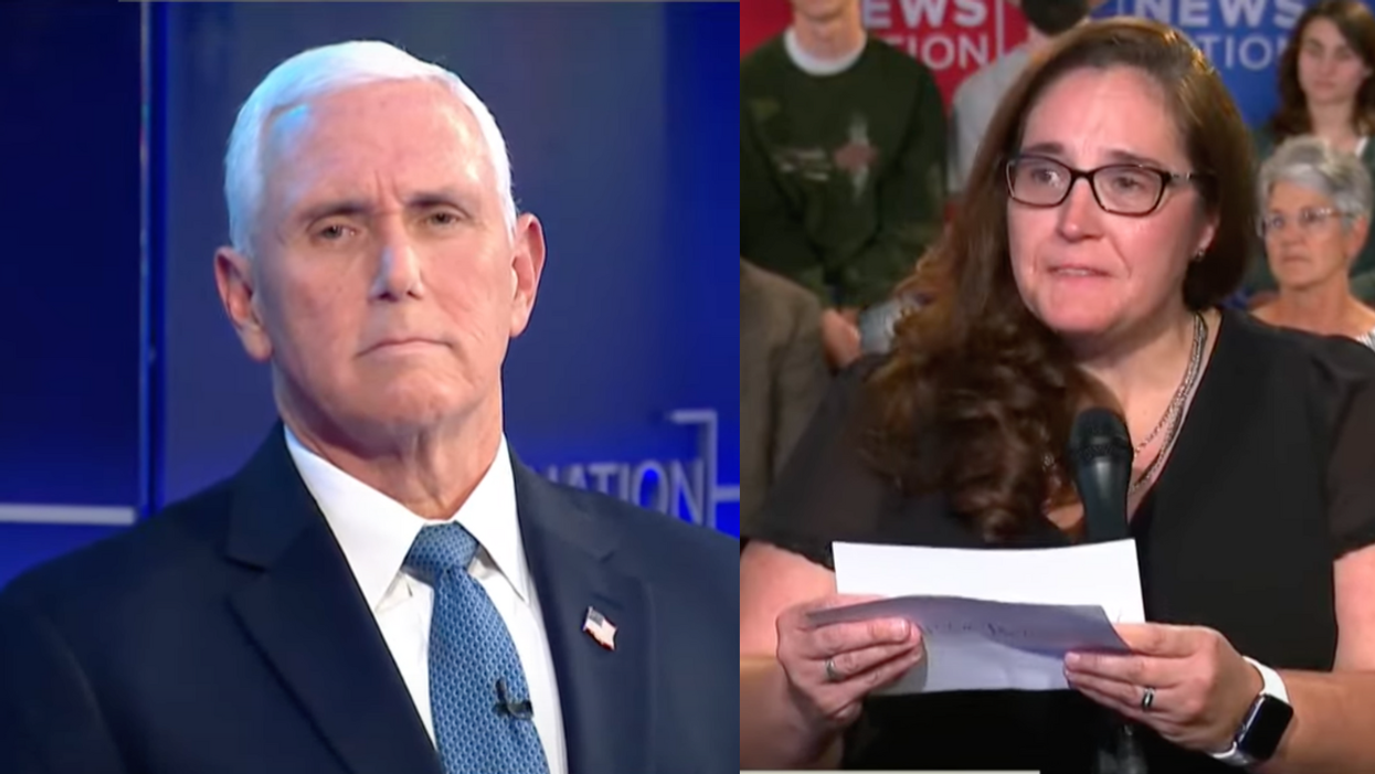 NewsNation screenshot of Mike Pence; NewsNation screenshot of Melissa McCollister