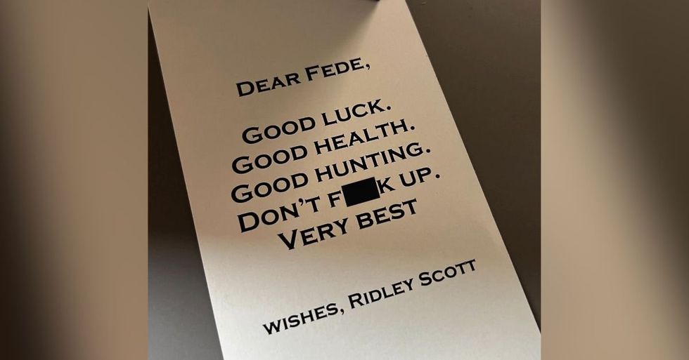 Note from Ridley Scott to Fede Alvarez