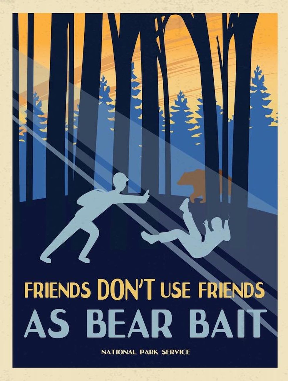NPS poster "Friends don't use friends as bear bait"