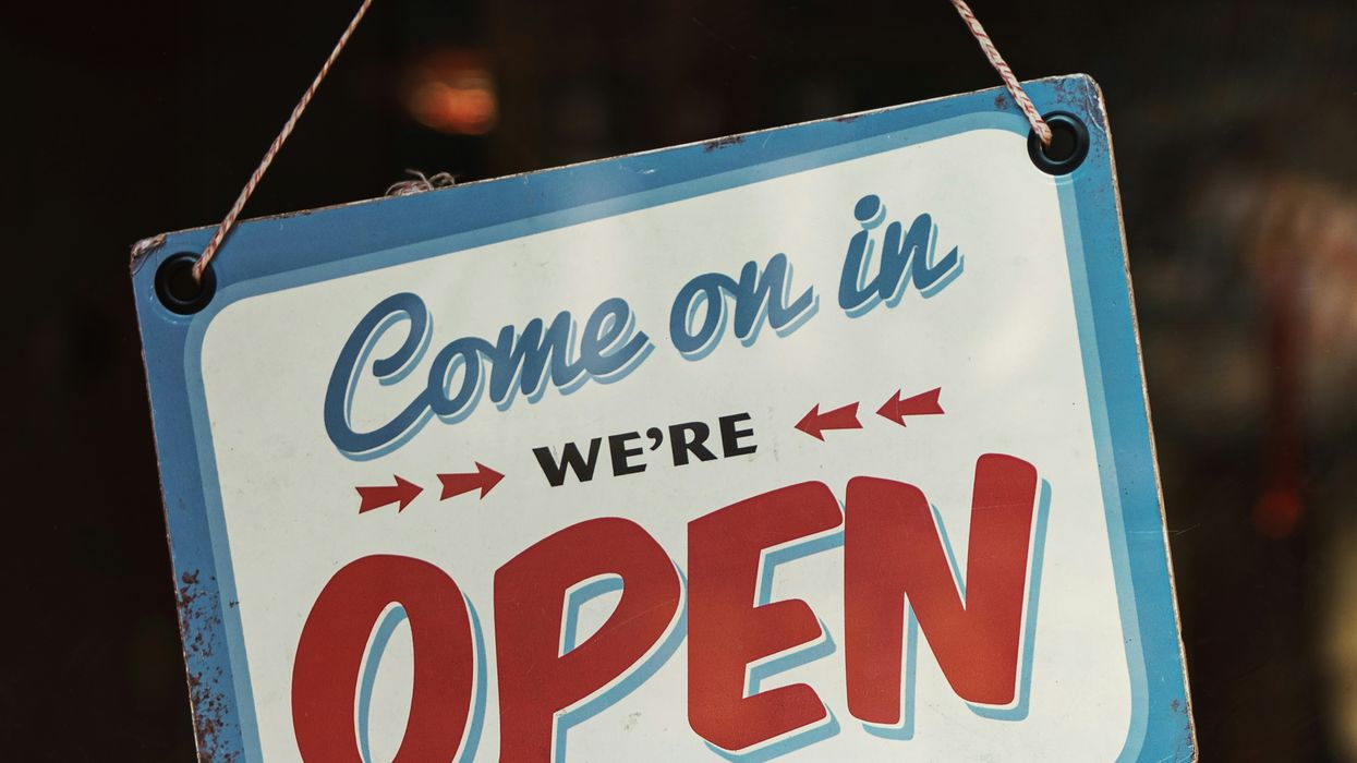Open sign in a storefront window