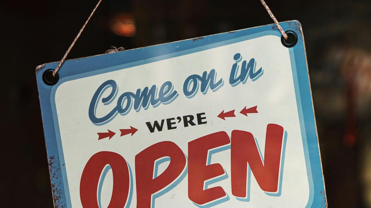 Open sign in a storefront window