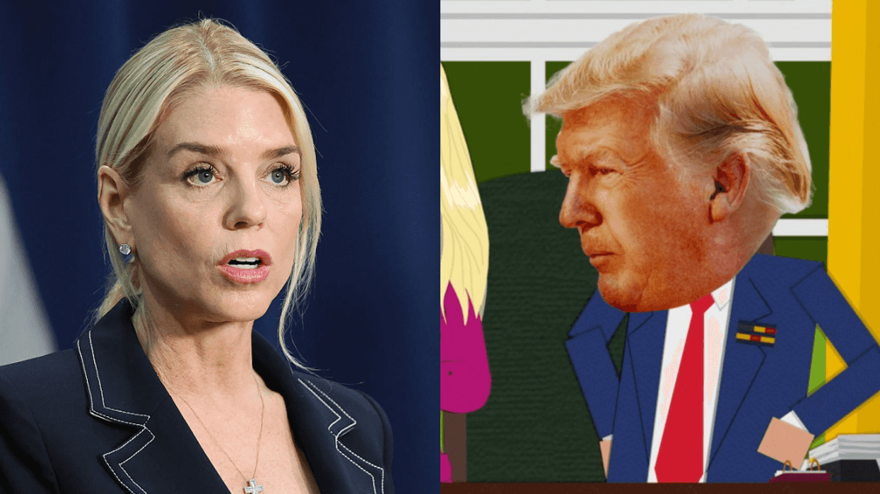 Pam Bondi; Screenshot of Donald Trump "South Park" character
