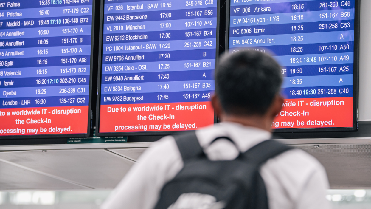 passenger waiting due to the global communications outage caused by CrowdStrike