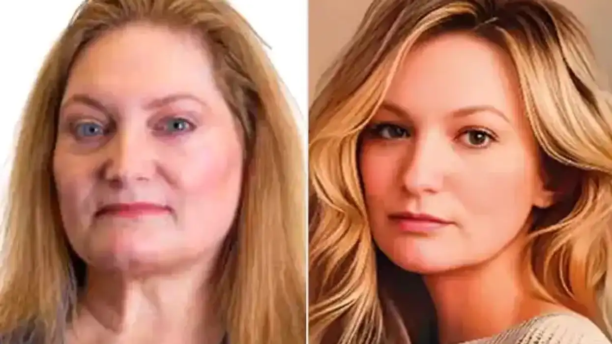 Patricia Reichman (left) in her official candidate photo compared to the noticeably altered, AI-enhanced version (right) that sparked backlash.