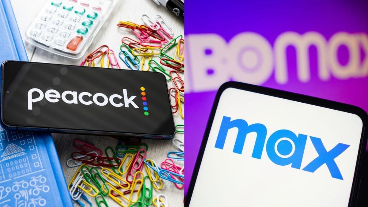 Peacock logo; Max logo