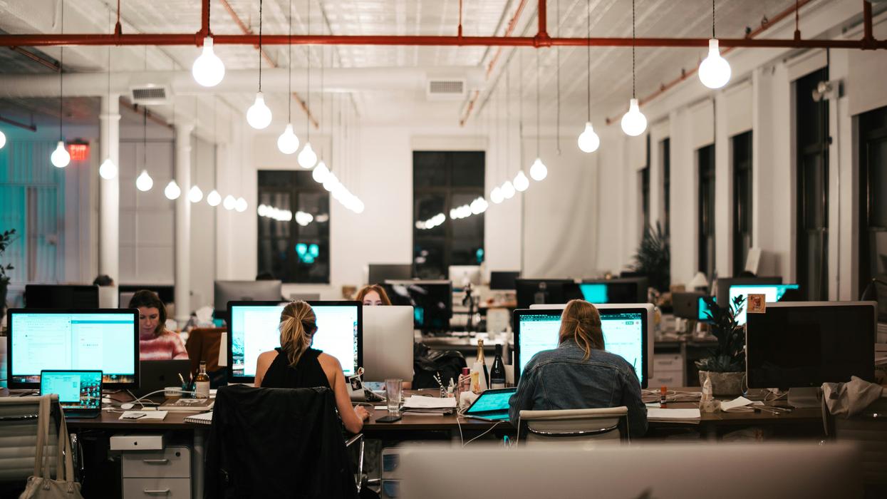 people working in an office