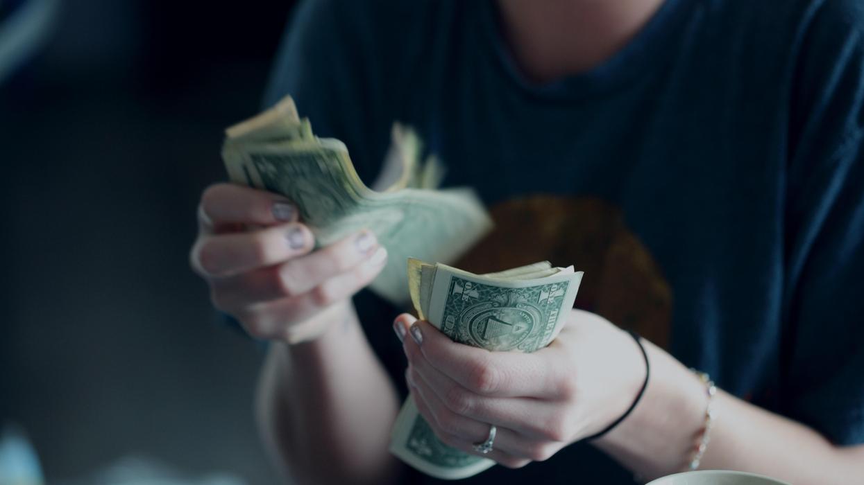Person counting small bills