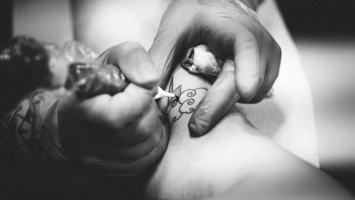 Person getting a tattoo